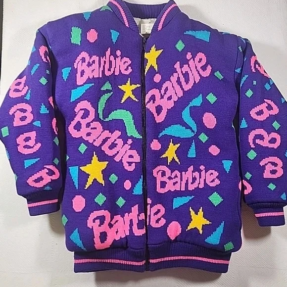 Barbie Rare Vintage Sherpa Zip Jacket 1990’s  Girls Size Large (14) - Picture 2 of 8